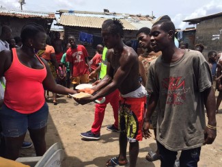 Substance user receiving food