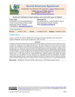 Health and well-being of women substance users need safest spaces in Pakistan It is the first page of article with whole information